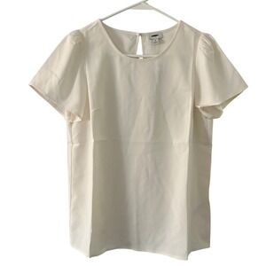 J Crew Factory Short Sleeve Crepe Ivory Shell Top S Small New